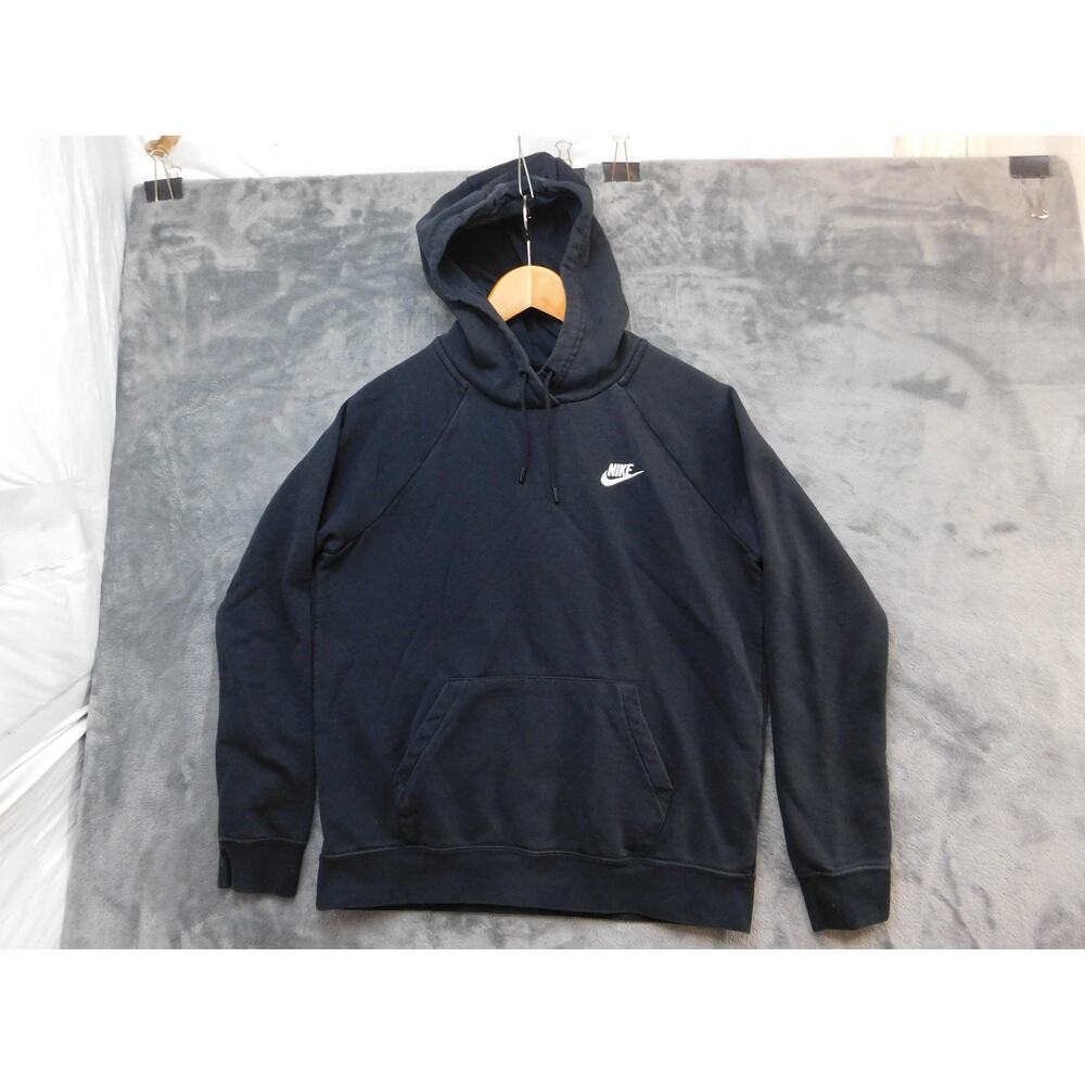 Nike Hoodie Mens Medium Black Fleece Pullover Swoosh Logo Sweatshirt DR6173-010